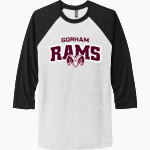 GORHAM HIGH SCHOOL RAMS <span class="pdp-name-mascot">GORHAM RAMS</span> Next Level Unisex Tri-Blend 3/4-Sleeve Raglan T-Shirt Front Thumbnail