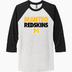 Manteo Redskins Next Level Unisex Tri-Blend 3/4-Sleeve Raglan T-Shirt Front Thumbnail