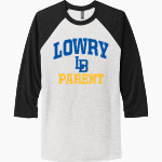 LOWRY HIGH SCHOOL BUCKAROOS Next Level Unisex Tri-Blend 3/4-Sleeve Raglan T-Shirt Front Thumbnail