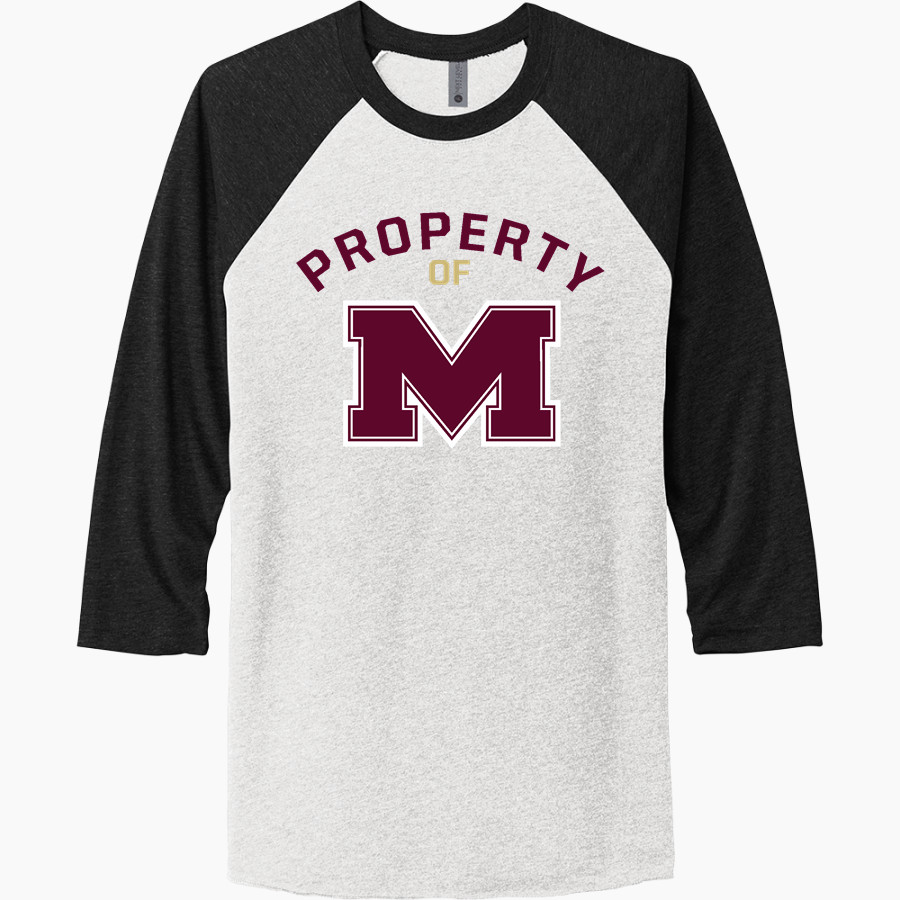 MILLBURY SR HIGH SCHOOL WOOLIES <span class="pdp-name-mascot">MILLBURY MEMORIAL WOOLIES</span> Next Level Unisex Tri-Blend 3/4-Sleeve Raglan T-Shirt
