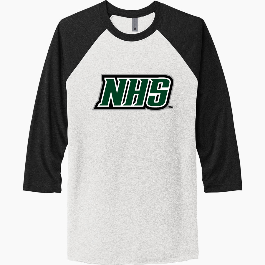 NEW HAMPTON HUSKIES <span class="pdp-name-mascot">NEW HAMPTON SCHOOL HUSKIES</span> Next Level Unisex Tri-Blend 3/4-Sleeve Raglan T-Shirt
