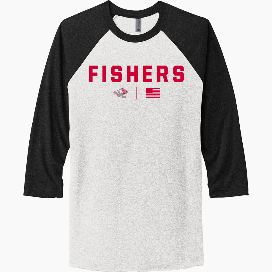 FISHERS HIGH SCHOOL TIGERS Next Level Unisex Tri-Blend 3/4-Sleeve Raglan T-Shirt