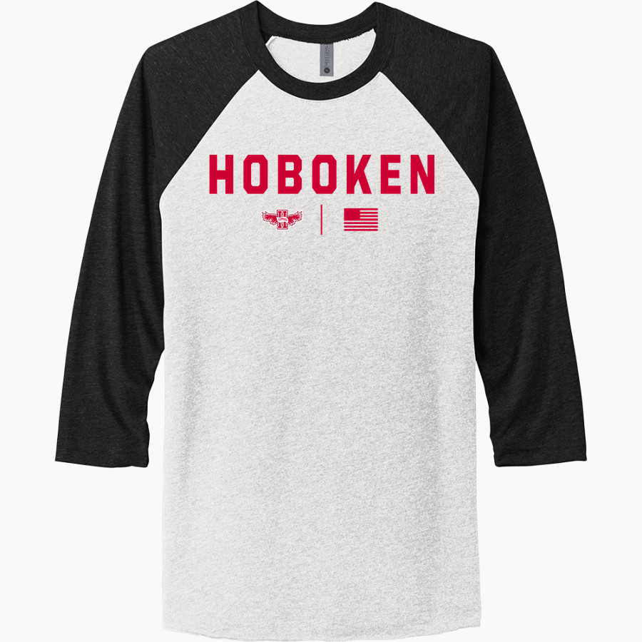 Hoboken Redwings <span class="pdp-name-mascot">Hoboken Redwings</span> Next Level Unisex Tri-Blend 3/4-Sleeve Raglan T-Shirt