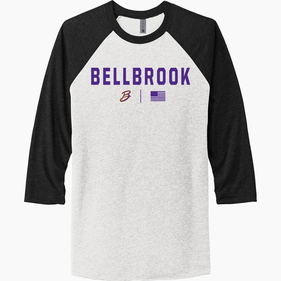 BELLBROOK GOLDEN EAGLES The Official Online Store <span class="pdp-name-mascot">BELLBROOK GOLDEN EAGLES</span> Next Level Unisex Tri-Blend 3/4-Sleeve Raglan T-Shirt