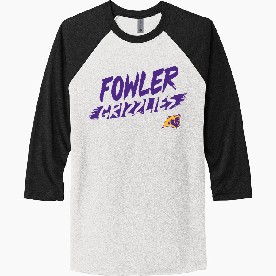 Fowler Grizzlies Next Level Unisex Tri-Blend 3/4-Sleeve Raglan T-Shirt