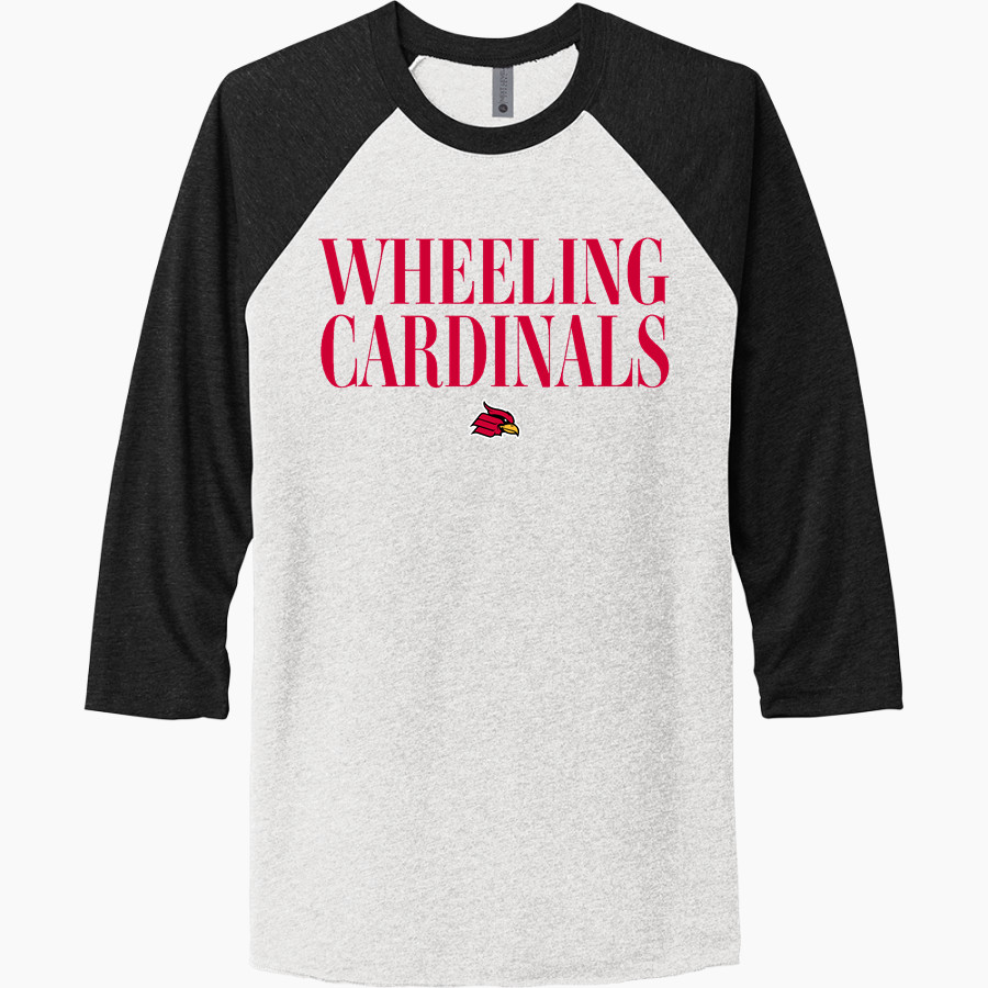 Wheeling University Cardinals Online Store Next Level Unisex Tri-Blend 3/4-Sleeve Raglan T-Shirt