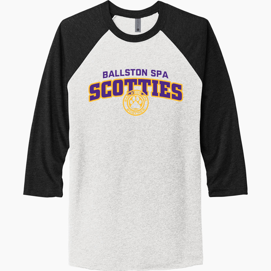 Ballston Spa Scotties The Official Online Store <span class="pdp-name-mascot">Baaston Spa Scotties</span> Next Level Unisex Tri-Blend 3/4-Sleeve Raglan T-Shirt