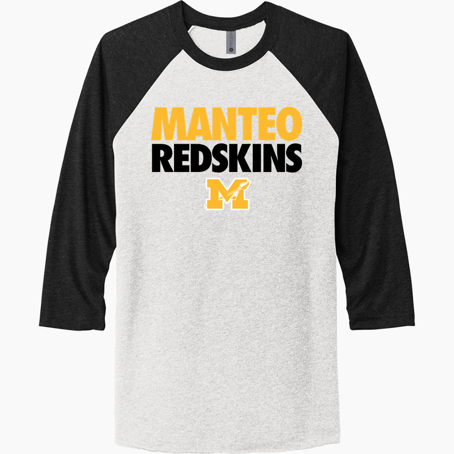 Manteo Redskins Next Level Unisex Tri-Blend 3/4-Sleeve Raglan T-Shirt