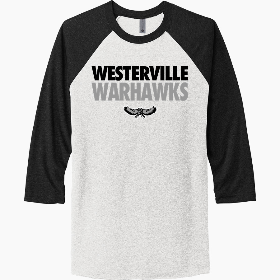 WESTERVILLE CENTRAL WARHAWKS <span class="pdp-name-mascot">WESTERVILLE WARHAWKS</span> Next Level Unisex Tri-Blend 3/4-Sleeve Raglan T-Shirt