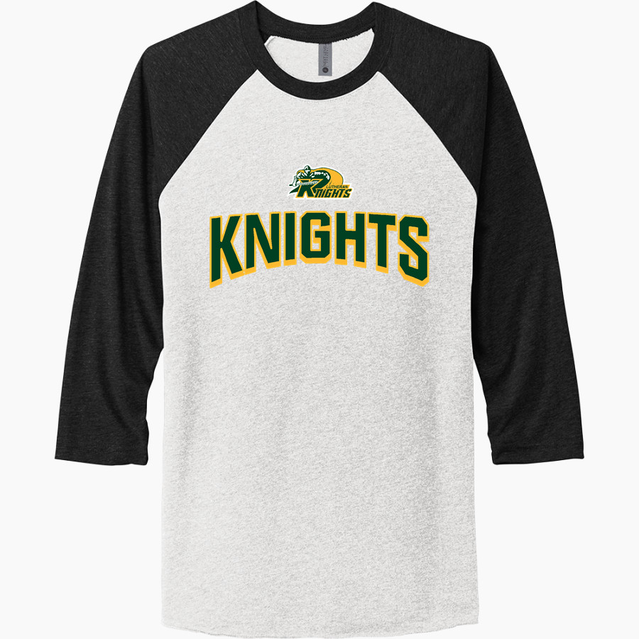 Lutheran Knights Next Level Unisex Tri-Blend 3/4-Sleeve Raglan T-Shirt