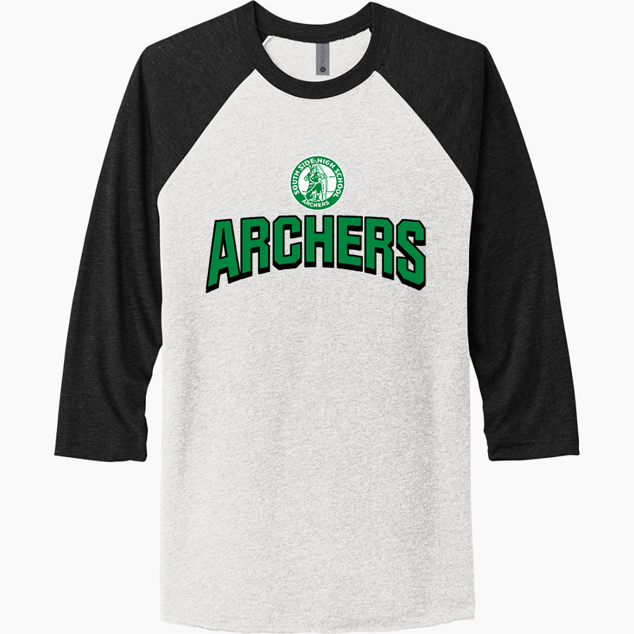 South Side Archers <span class="pdp-name-mascot">South Side High School</span> Next Level Unisex Tri-Blend 3/4-Sleeve Raglan T-Shirt