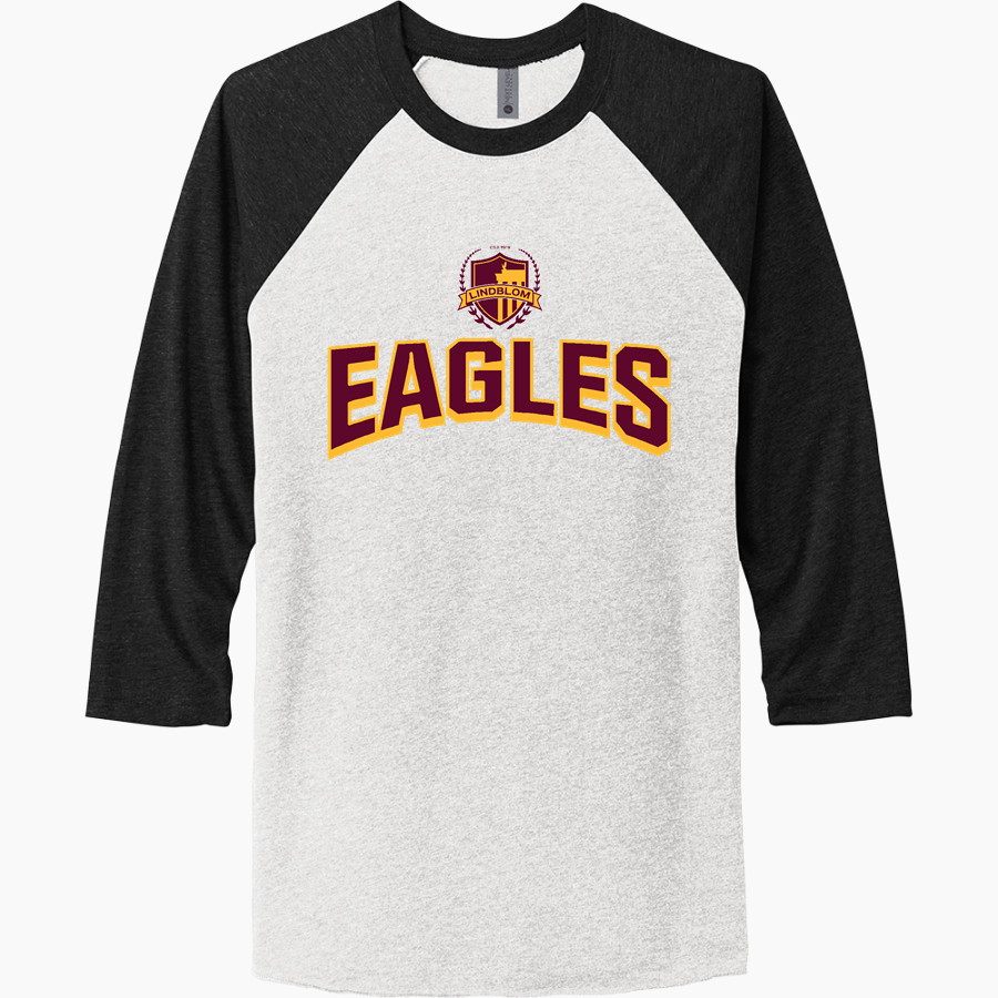 LINDBLOM MATH AND SCIENCE ACADEMY EAGLES Next Level Unisex Tri-Blend 3/4-Sleeve Raglan T-Shirt