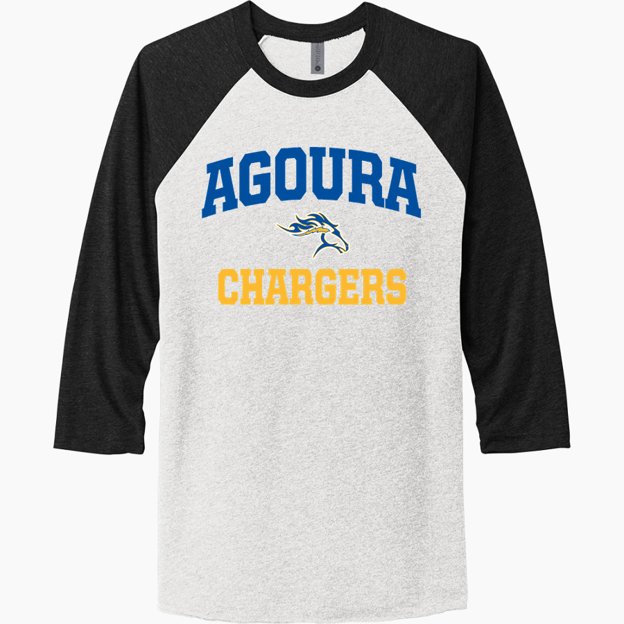 AGOURA HIGH SCHOOL CHARGERS Next Level Unisex Tri-Blend 3/4-Sleeve Raglan T-Shirt