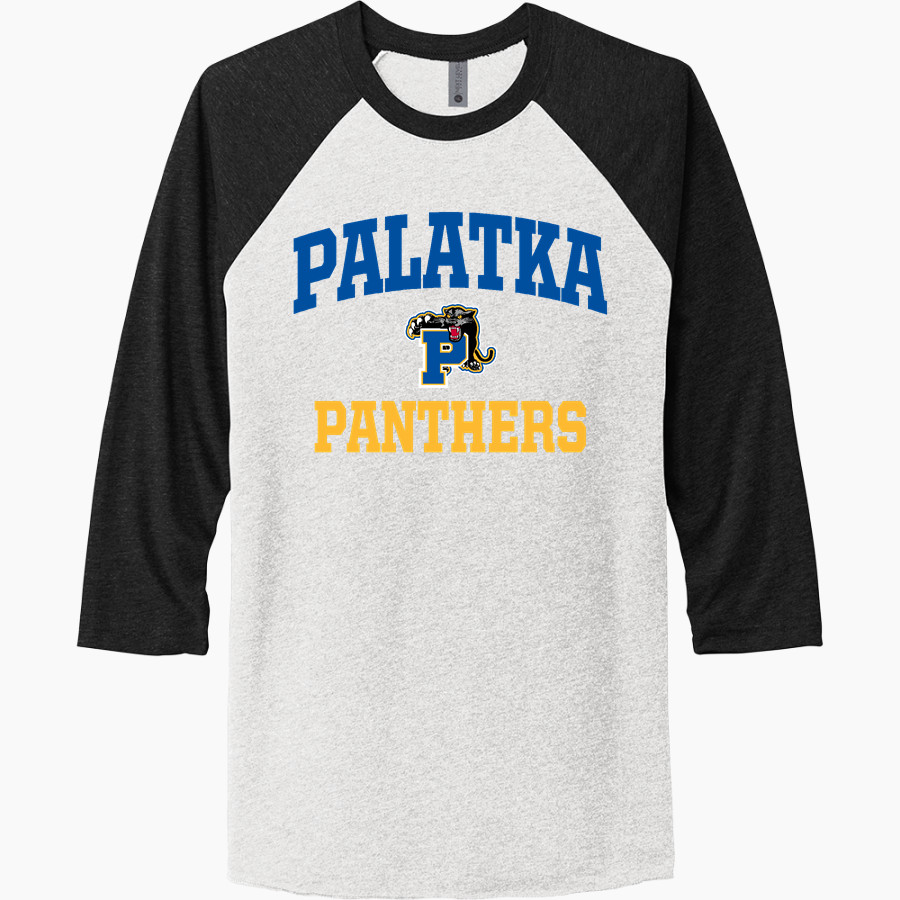 PALATKA HIGH SCHOOL PANTHERS <span class="pdp-name-mascot">PALATKA PANTHERS</span> Next Level Unisex Tri-Blend 3/4-Sleeve Raglan T-Shirt