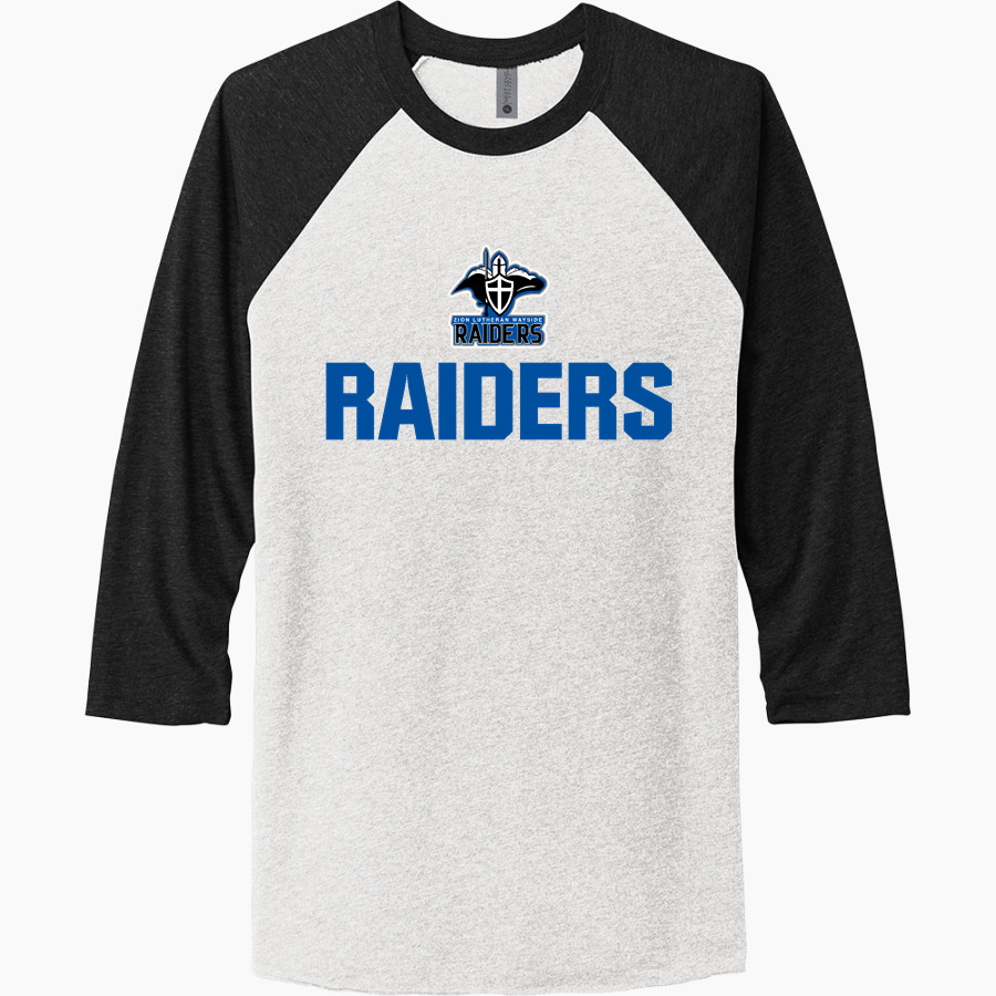 Zion Lutheran Raiders Next Level Unisex Tri-Blend 3/4-Sleeve Raglan T-Shirt