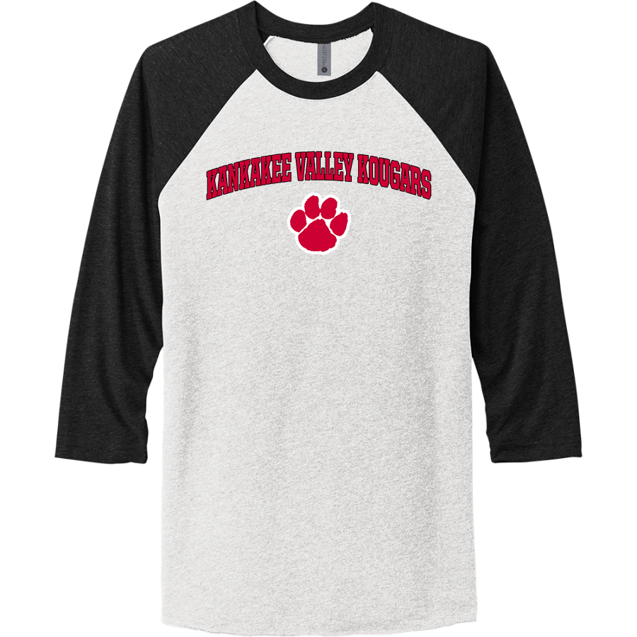 Kankakee Valley Kougars Kougars <span class="pdp-name-mascot">Kankakee Valley Kougars Kougars</span> Next Level Apparel Unisex Tri-Blend 3/4-Sleeve Raglan T-Shirt