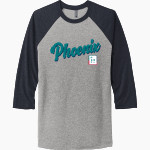 PISOTA Phoenix <span class="pdp-name-mascot">Phoenix International School of the Arts Phoenix</span> Next Level Unisex Tri-Blend 3/4-Sleeve Raglan T-Shirt Front Thumbnail