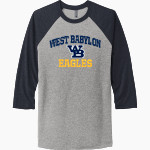 West Babylon Eagles Next Level Unisex Tri-Blend 3/4-Sleeve Raglan T-Shirt Front Thumbnail