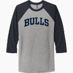 West Boca Raton Bulls <span class="pdp-name-mascot">West Boca Raton</span> Next Level Unisex Tri-Blend 3/4-Sleeve Raglan T-Shirt Front Thumbnail
