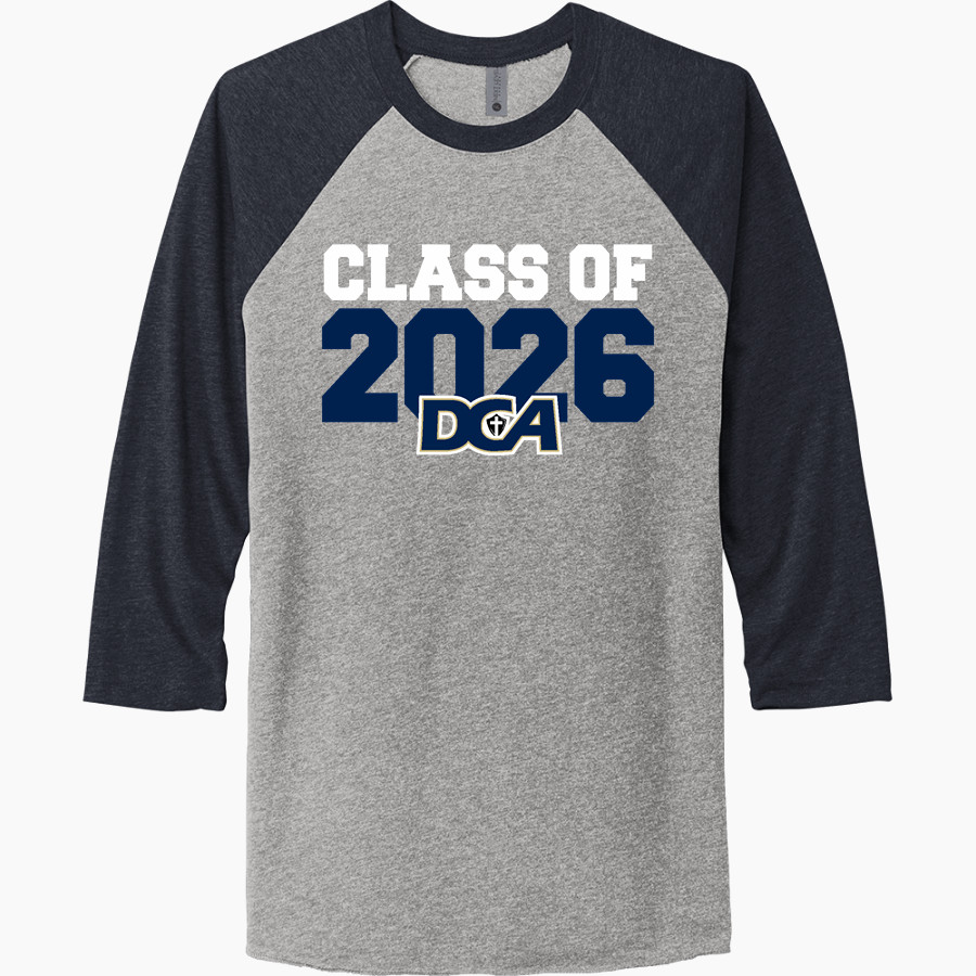 DANVILLE CHRISTIAN ACADEMY WARRIORS <span class="pdp-name-mascot">DANVILLE CHRISTIAN WARRIORS</span> Next Level Unisex Tri-Blend 3/4-Sleeve Raglan T-Shirt