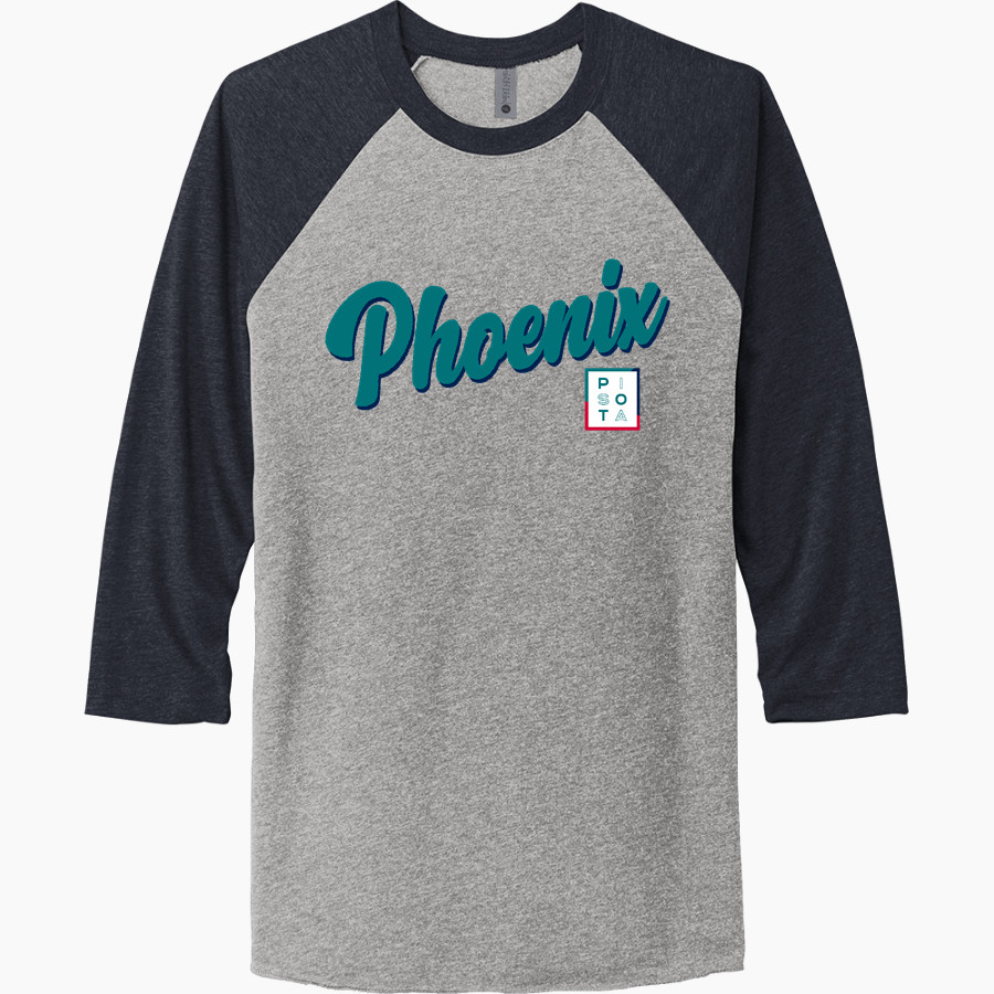 PISOTA Phoenix <span class="pdp-name-mascot">Phoenix International School of the Arts Phoenix</span> Next Level Unisex Tri-Blend 3/4-Sleeve Raglan T-Shirt