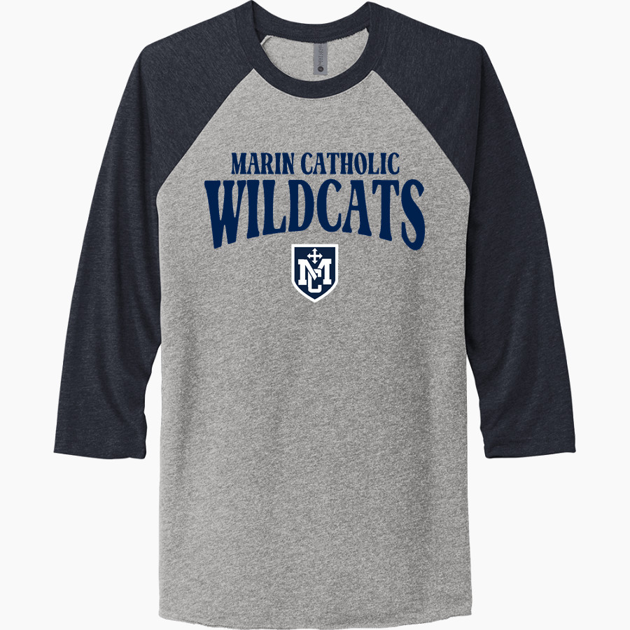 Marin Catholic Wildcats Next Level Unisex Tri-Blend 3/4-Sleeve Raglan T-Shirt