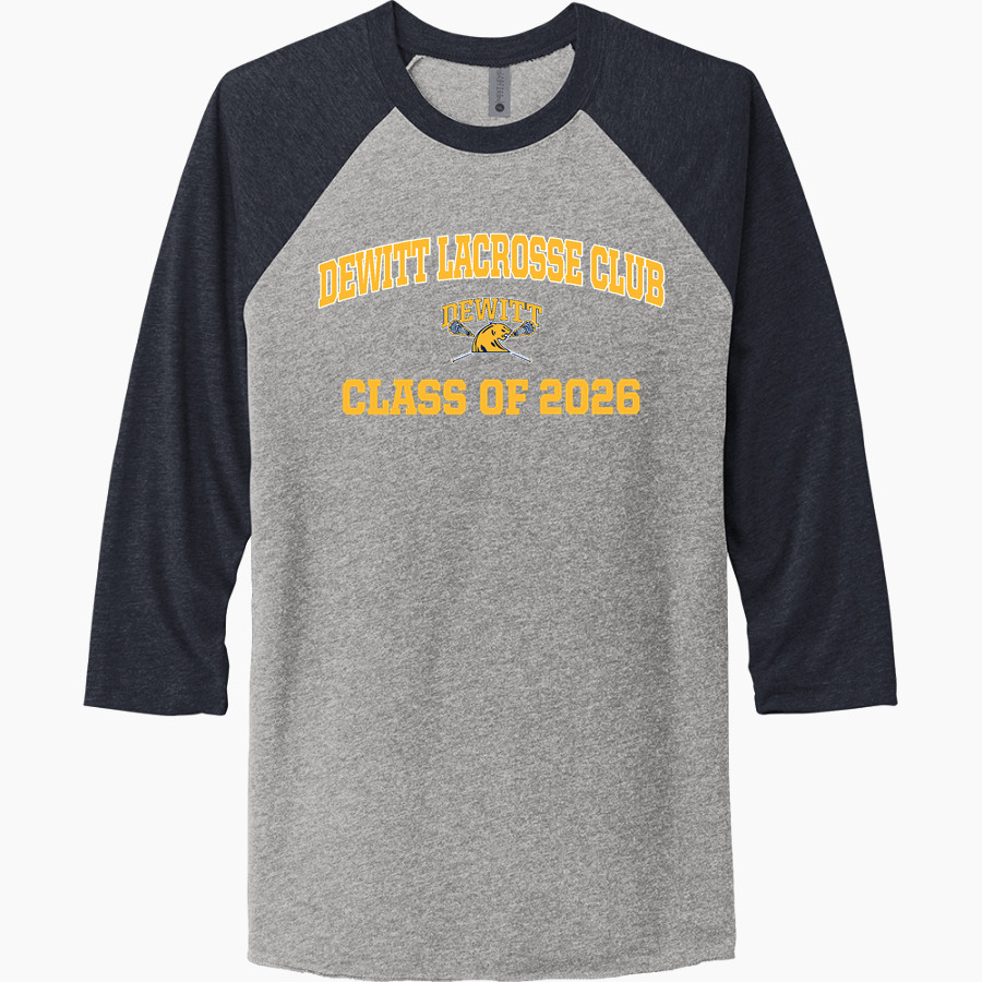 Dewitt Lacrosse Club Panthers <span class="pdp-name-mascot">Dewitt Lacrosse Club Panthers</span> Next Level Unisex Tri-Blend 3/4-Sleeve Raglan T-Shirt