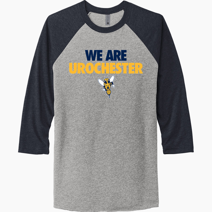 Rochester YellowJackets <span class="pdp-name-mascot">University of Rochester Athletics</span> Next Level Unisex Tri-Blend 3/4-Sleeve Raglan T-Shirt