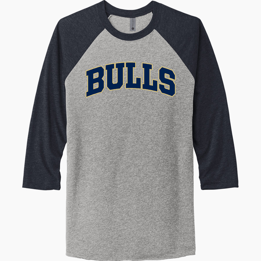 West Boca Raton Bulls <span class="pdp-name-mascot">West Boca Raton</span> Next Level Unisex Tri-Blend 3/4-Sleeve Raglan T-Shirt