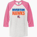 Riverton Hawks <span class="pdp-name-mascot">Riverton</span> Next Level Unisex Tri-Blend 3/4-Sleeve Raglan T-Shirt Front Thumbnail