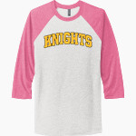 The Village School Knights <span class="pdp-name-mascot">Village School Knights</span> Next Level Unisex Tri-Blend 3/4-Sleeve Raglan T-Shirt Front Thumbnail
