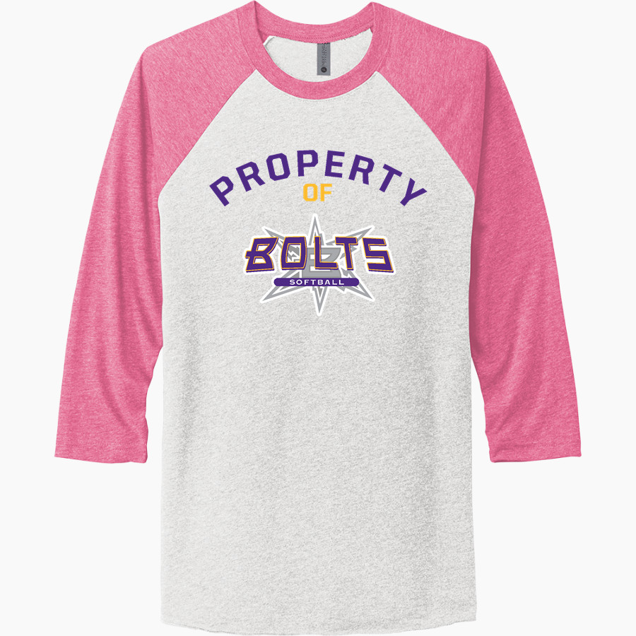 Birmingham Thunderbolts Premier SOFTBALL <span class="pdp-name-mascot">Birmingham Thunderbolts Softball</span> Next Level Unisex Tri-Blend 3/4-Sleeve Raglan T-Shirt