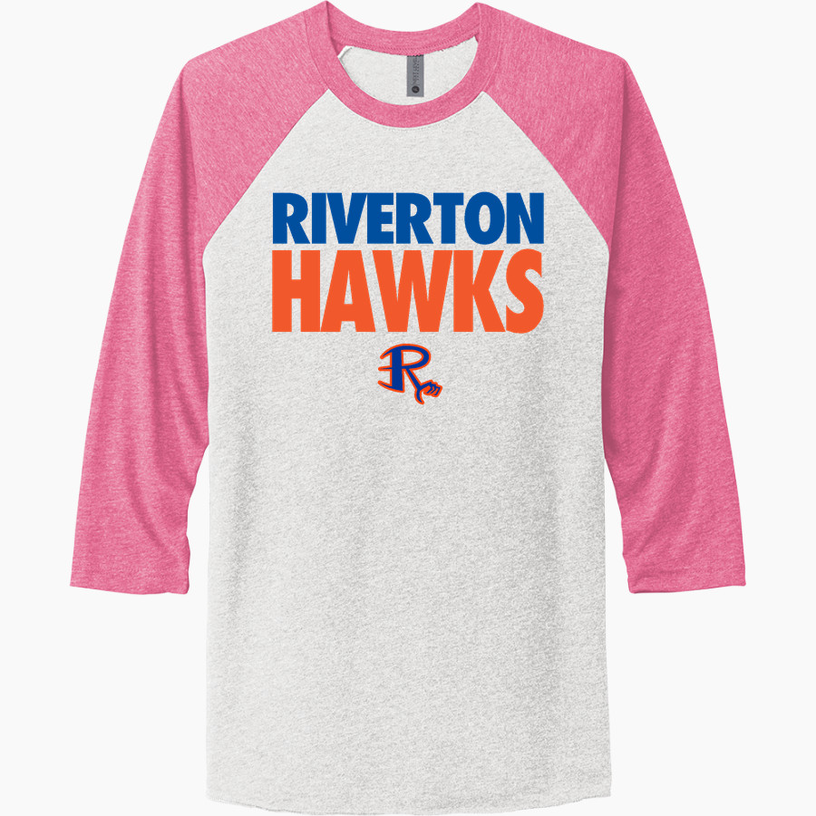 Riverton Hawks <span class="pdp-name-mascot">Riverton</span> Next Level Unisex Tri-Blend 3/4-Sleeve Raglan T-Shirt