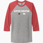 Jupiter Christian Eagles Next Level Unisex Tri-Blend 3/4-Sleeve Raglan T-Shirt Front Thumbnail