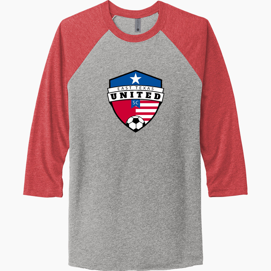 East Texas United Soccer Club Fan Store <span class="pdp-name-mascot">East Texas United Soccer Club Fan Store</span> Next Level Unisex Tri-Blend 3/4-Sleeve Raglan T-Shirt