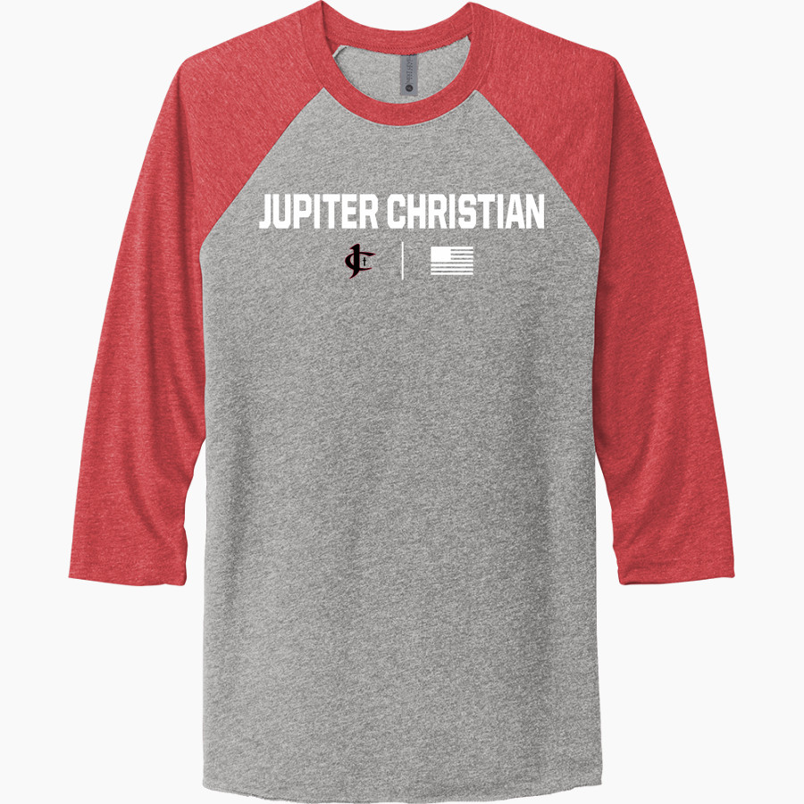 Jupiter Christian Eagles Next Level Unisex Tri-Blend 3/4-Sleeve Raglan T-Shirt