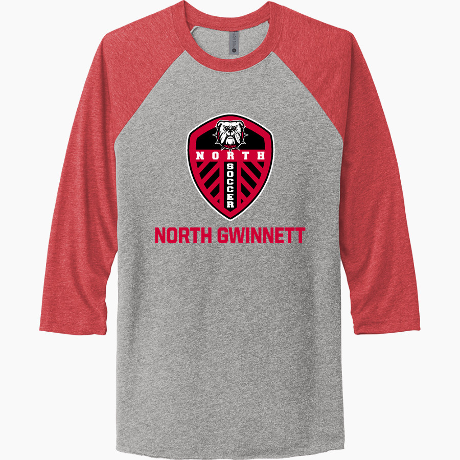 NORTH GWINNETT HIGH SCHOOL BULLDOGS <span class="pdp-name-mascot">NORTH GWINNETT BULLDOGS</span> Next Level Unisex Tri-Blend 3/4-Sleeve Raglan T-Shirt