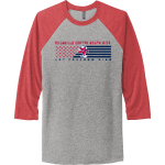 ROCKVILLE CENTRE SOUTH SIDE H S CYCLONES <span class="pdp-name-mascot">ROCKVILLE CENTRE SOUTH SIDE CYCLONES</span> Next Level Apparel Unisex Tri-Blend 3/4-Sleeve Raglan T-Shirt Front Thumbnail