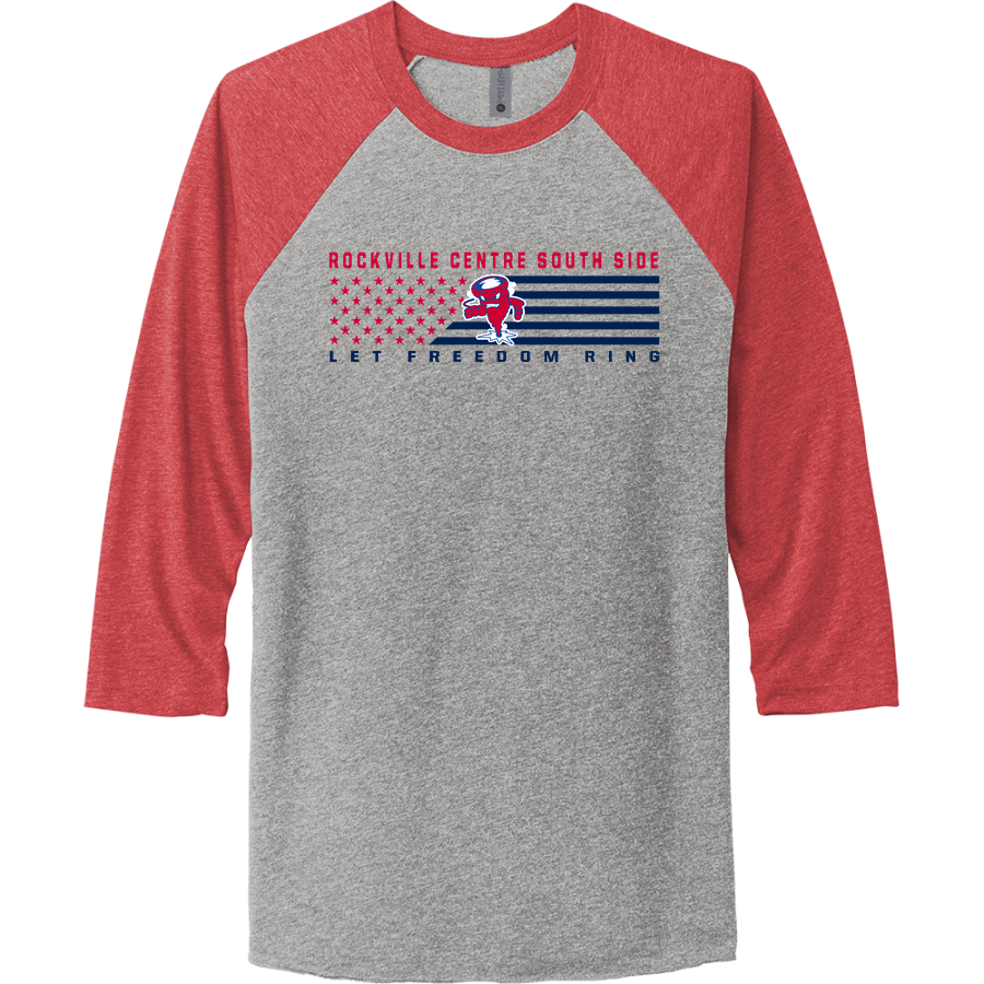 ROCKVILLE CENTRE SOUTH SIDE H S CYCLONES <span class="pdp-name-mascot">ROCKVILLE CENTRE SOUTH SIDE CYCLONES</span> Next Level Apparel Unisex Tri-Blend 3/4-Sleeve Raglan T-Shirt