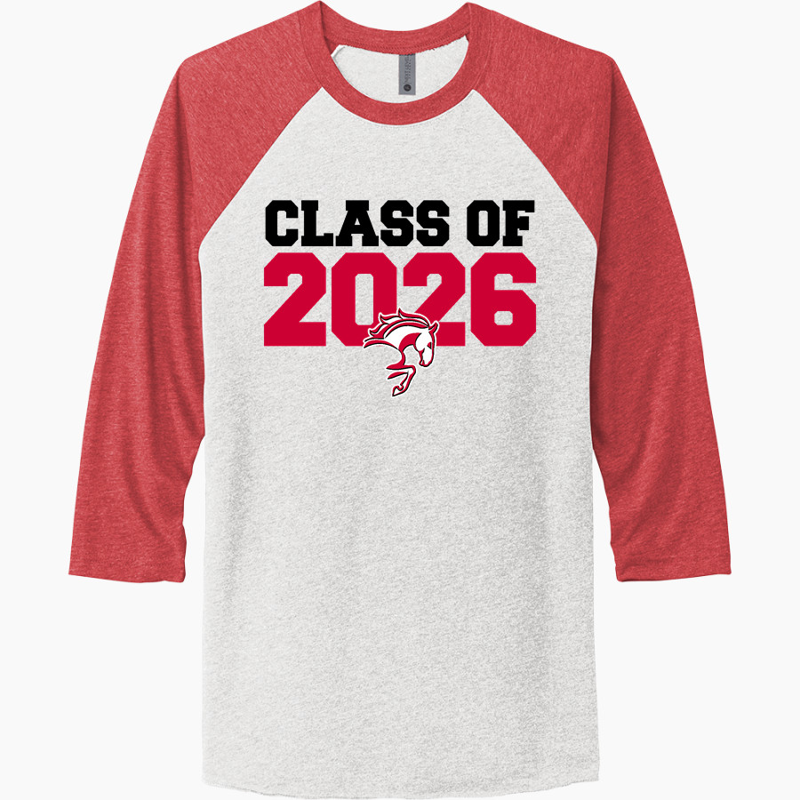 MOT Charter Mustangs Next Level Unisex Tri-Blend 3/4-Sleeve Raglan T-Shirt