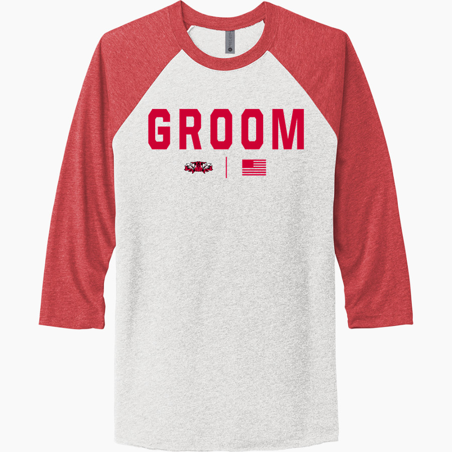 GROOM HIGH SCHOOL TIGERS <span class="pdp-name-mascot">GROOM TIGERS</span> Next Level Unisex Tri-Blend 3/4-Sleeve Raglan T-Shirt