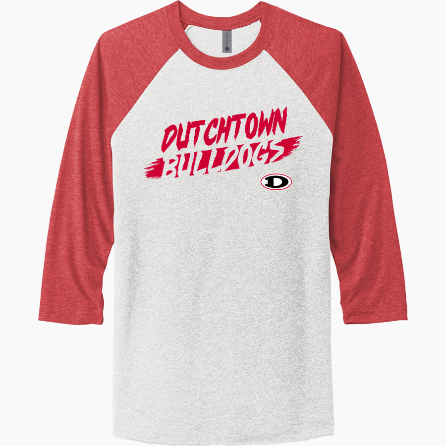 DUTCHTOWN HIGH SCHOOL BULLDOGS Next Level Unisex Tri-Blend 3/4-Sleeve Raglan T-Shirt