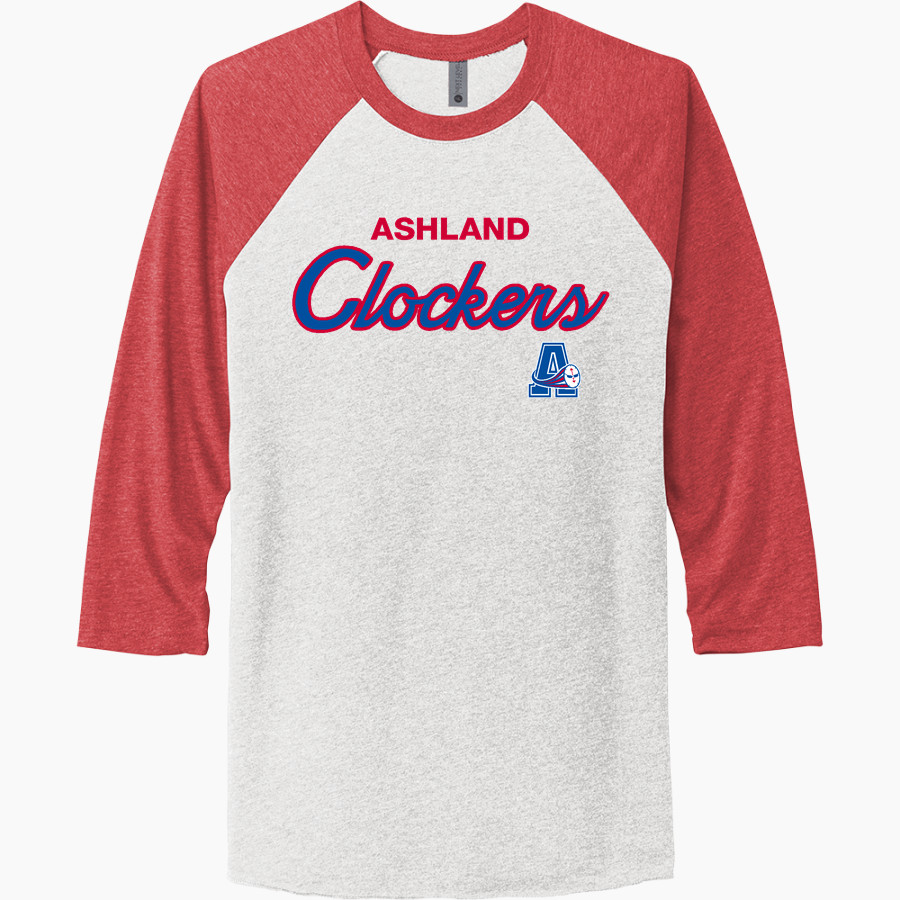 ASHLAND HIGH SCHOOL CLOCKERS <span class="pdp-name-mascot">ASHLAND CLOCKERS</span> Next Level Unisex Tri-Blend 3/4-Sleeve Raglan T-Shirt