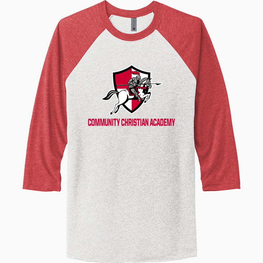 Community Christian Academy Ambassadors <span class="pdp-name-mascot">Community Christian Academy Ambassadors</span> Next Level Unisex Tri-Blend 3/4-Sleeve Raglan T-Shirt