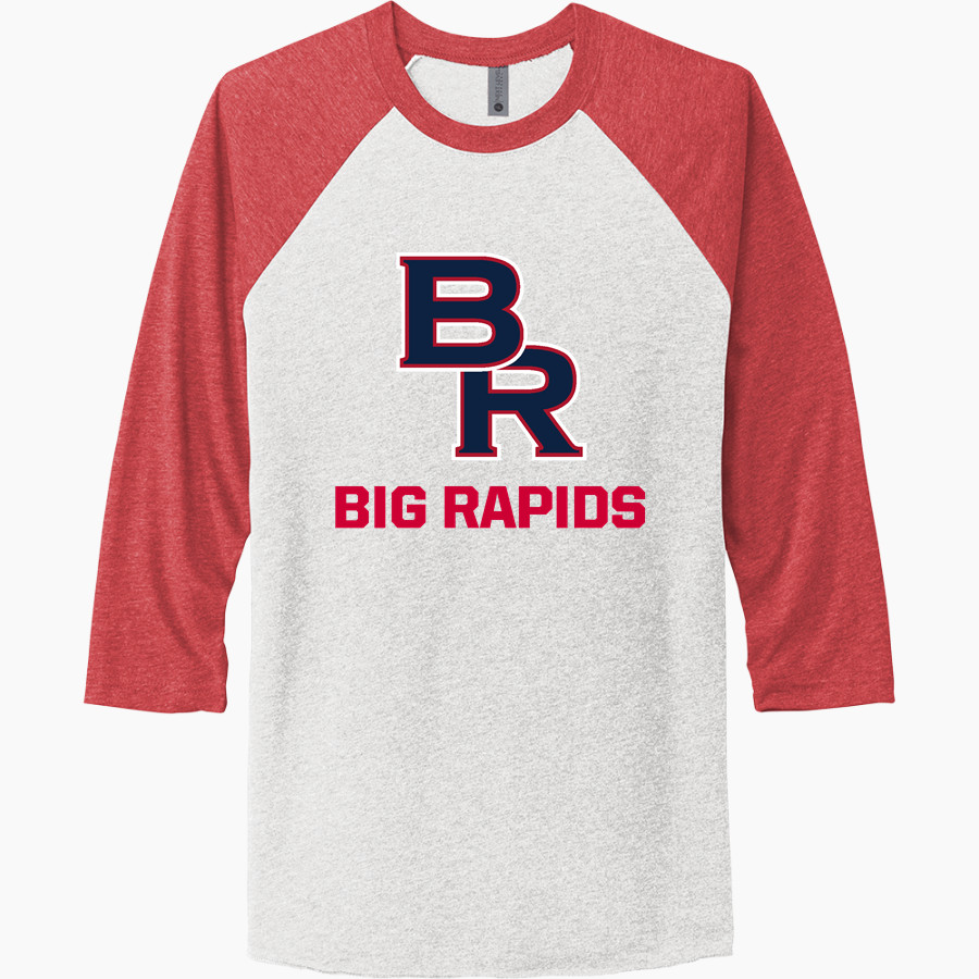 Big Rapids Cardinals Next Level Unisex Tri-Blend 3/4-Sleeve Raglan T-Shirt