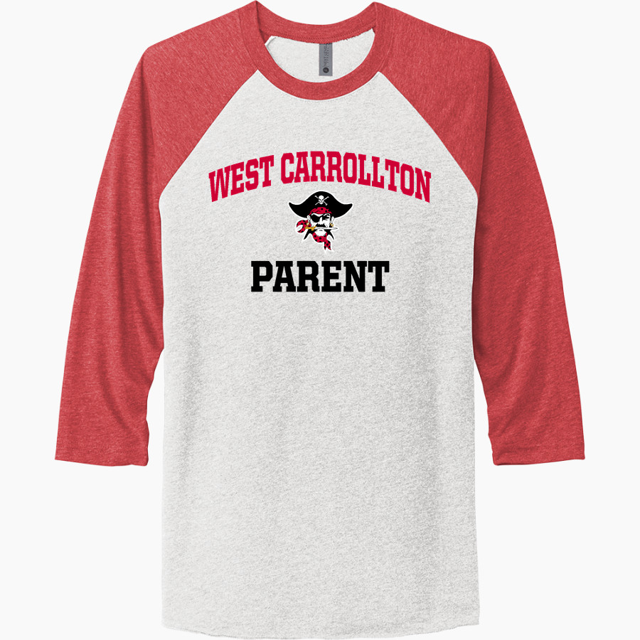 WEST CARROLLTON HIGH SCHOOL PIRATES <span class="pdp-name-mascot">WEST CARROLLTON PIRATES</span> Next Level Unisex Tri-Blend 3/4-Sleeve Raglan T-Shirt