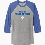 PRINCE OF PEACE IRISH <span class="pdp-name-mascot">PRINCE OF PEACE PREP IRISH</span> Next Level Unisex Tri-Blend 3/4-Sleeve Raglan T-Shirt Front Thumbnail