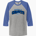 GREENVILLE HIGH SCHOOL COMETS <span class="pdp-name-mascot">GREENVILLE COMETS</span> Next Level Unisex Tri-Blend 3/4-Sleeve Raglan T-Shirt Front Thumbnail