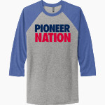 NORTHLAND Pioneers <span class="pdp-name-mascot">NORTHLAND PIONEERS STORE</span> Next Level Unisex Tri-Blend 3/4-Sleeve Raglan T-Shirt Front Thumbnail