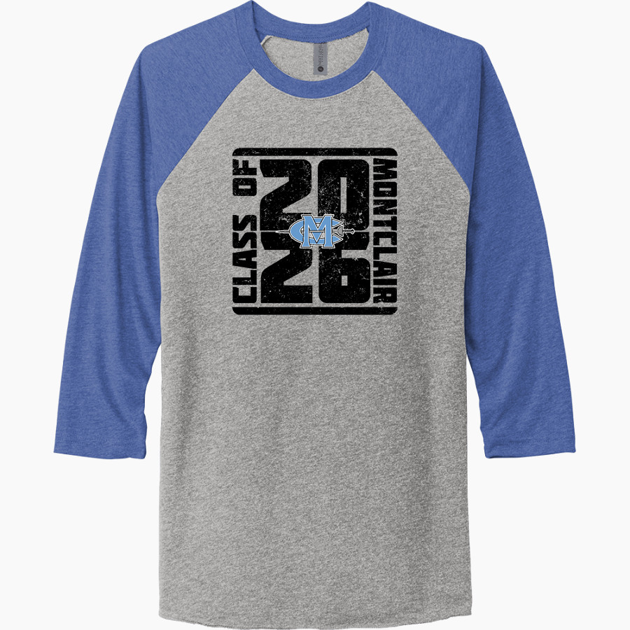 MONTCLAIR HIGH SCHOOL CAVALIERS <span class="pdp-name-mascot">MONTCLAIR CAVALIERS</span> Next Level Unisex Tri-Blend 3/4-Sleeve Raglan T-Shirt